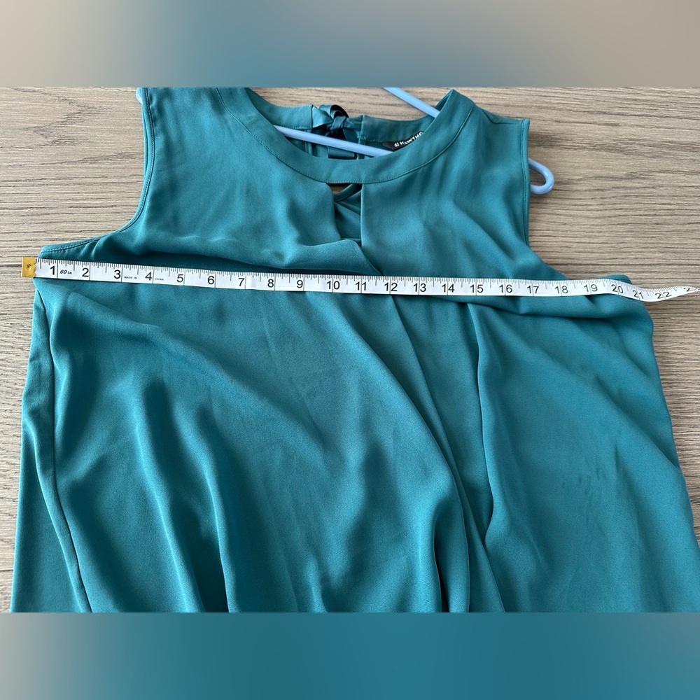 Teal Draped Blouse – 41 Hawthorn Sleeveless Top, Flowy & Flattering - Picture 4 of 5